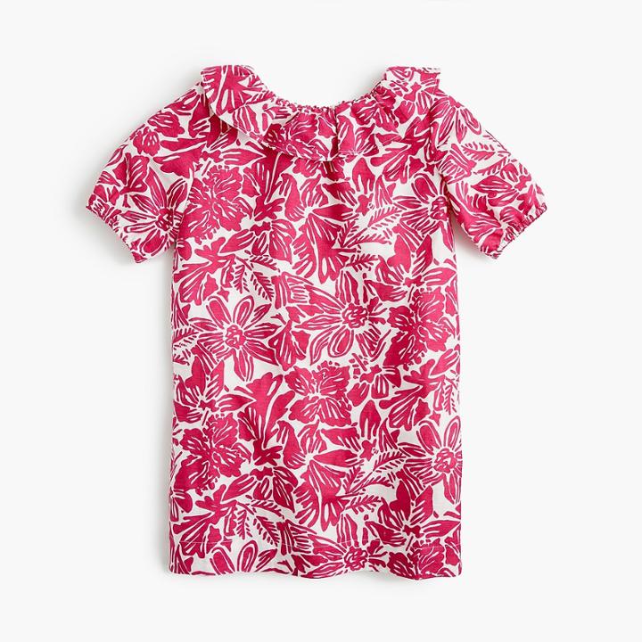 J.Crew Girls' ruffle-neck dress in tropical floral