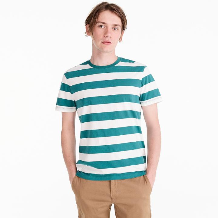 J.Crew J.Crew Mercantile Broken-in T-shirt in turquoise stripe