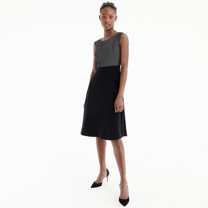 J.Crew A-line combo dress in pindot