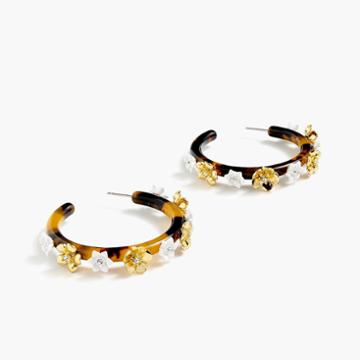 J.Crew Flower clock hoop earrings