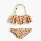 J.Crew Girls' ruffled bikini set in lemon print