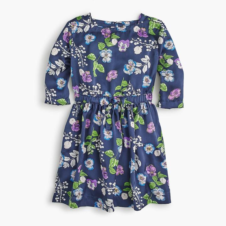 J.Crew Girls' elastic-waist dress in blue floral