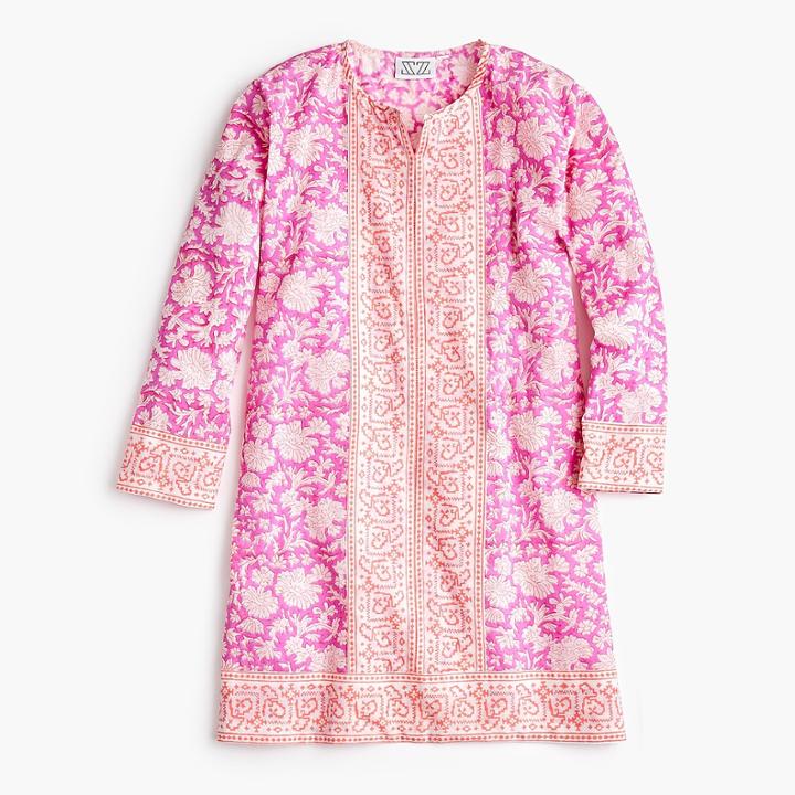 J.Crew Girls' SZ Blockprints for crewcuts Kurta tunic in pink floral