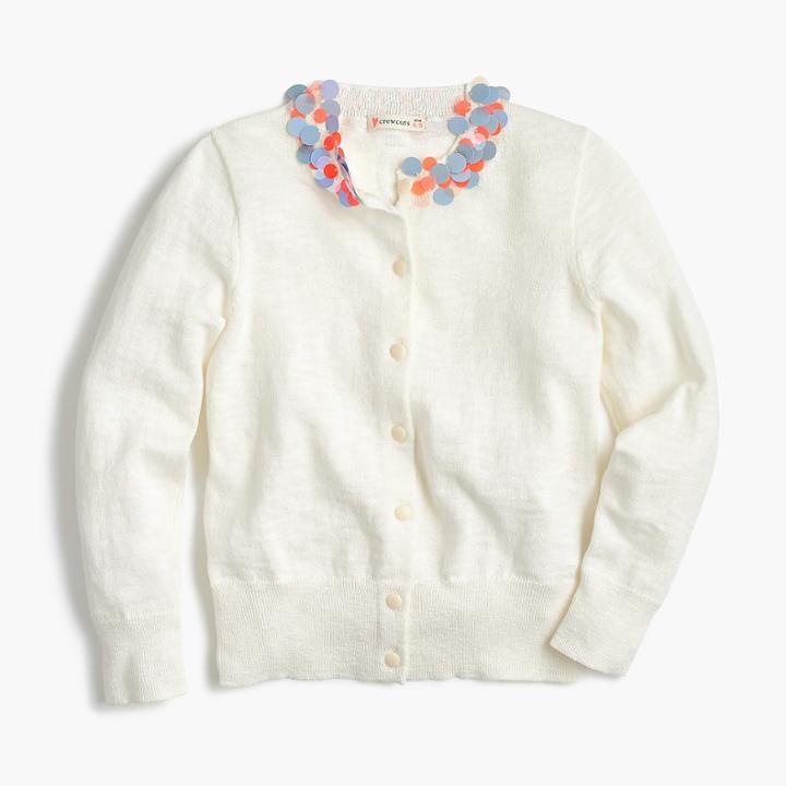 J.Crew Girls' sequin-collar cardigan sweater