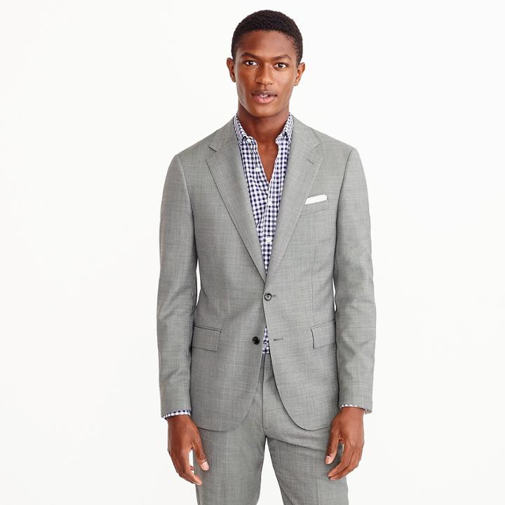 J.Crew Ludlow Slim-fit wide-lapel suit jacket in grey stretch Italian worsted wool