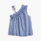 J.Crew Girls' asymmetrical ruffled top in shirting stripe