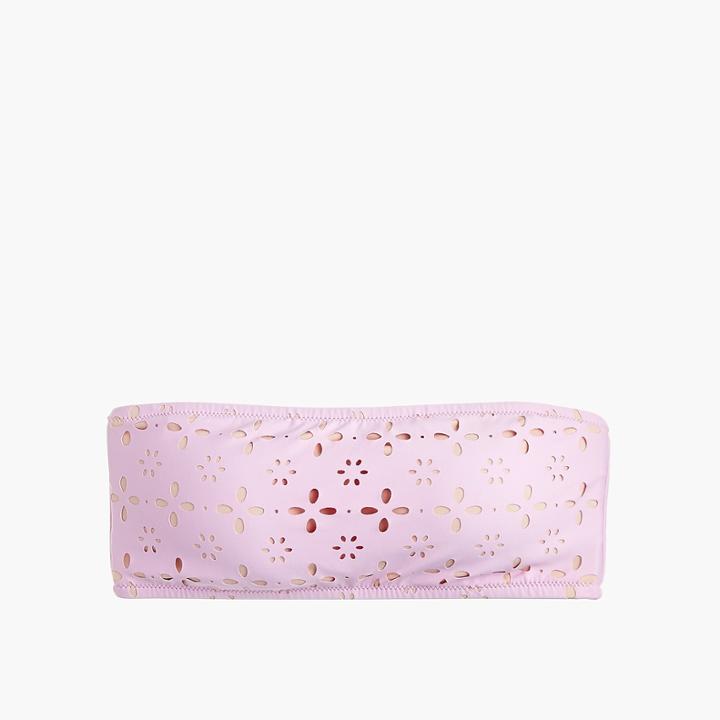 J.Crew Straight bandeau bikini top in laser-cut eyelet