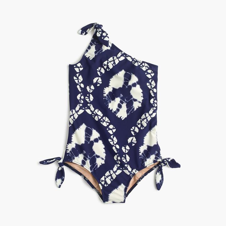 J.Crew Girls' one-shoulder swimsuit in tie-dye