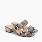 J.Crew Double-strap leather slides in faux-snakeskin