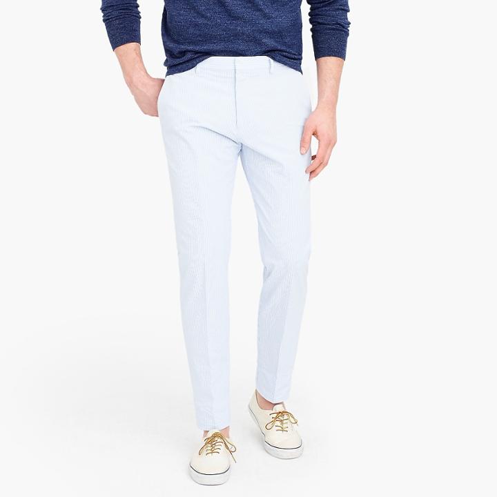 J.Crew Ludlow Slim-fit unstructured suit pant in blue seersucker