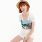 J.Crew Kirsten Sims for J.Crew beach scene V-neck T-shirt