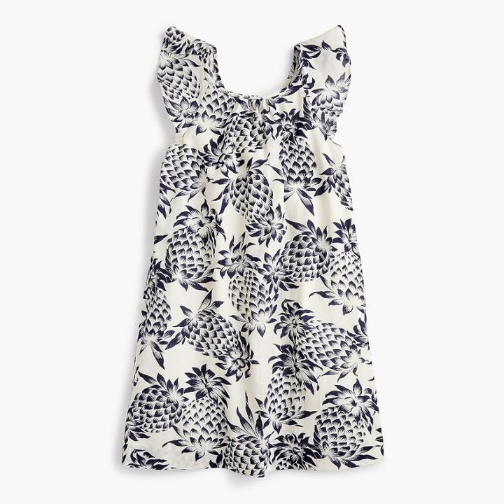 J.Crew Girls' flutter-sleeve dress in pineapple print