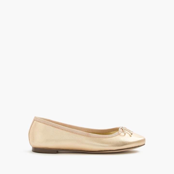 J.Crew Girls' classic metallic leather ballet flats