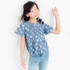 J.Crew Girls' pleated top in daisy-print chambray