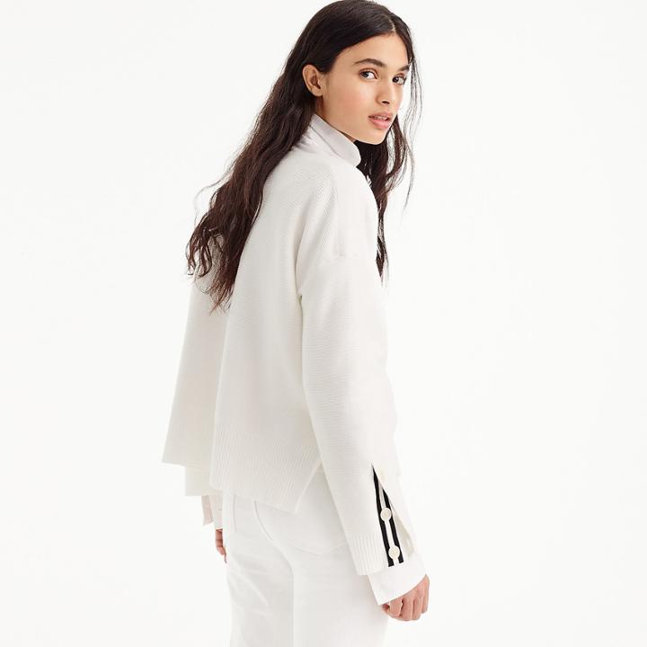 J.Crew Split-hem button-sleeve crewneck sweater