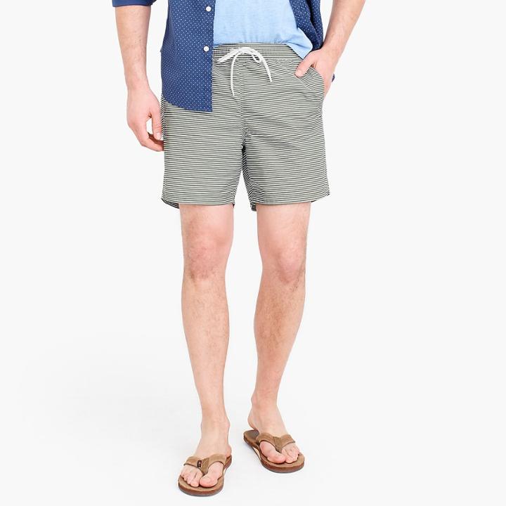 J.Crew 6 swim trunk in green stripe