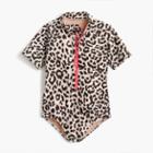 J.Crew Girls' short-sleeve one-piece swimsuit in leopard