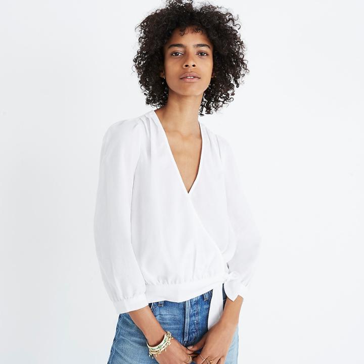 J.Crew Madewell wrap top in eyelet white