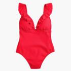 J.Crew Ruffle plunge V-neck one-piece swimsuit
