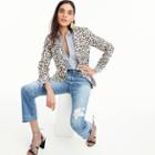 J.Crew Linen blazer in leopard print
