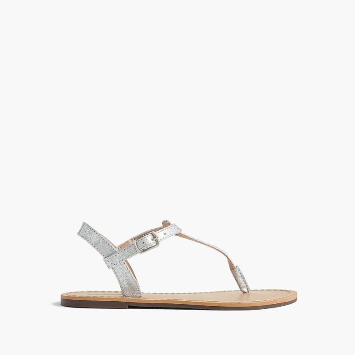 J.Crew Girls' glitter T-strap sandals