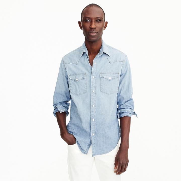 J.Crew Western shirt in stretch chambray