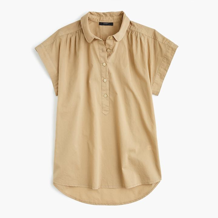 J.Crew Collared popover in garment-dyed cotton poplin