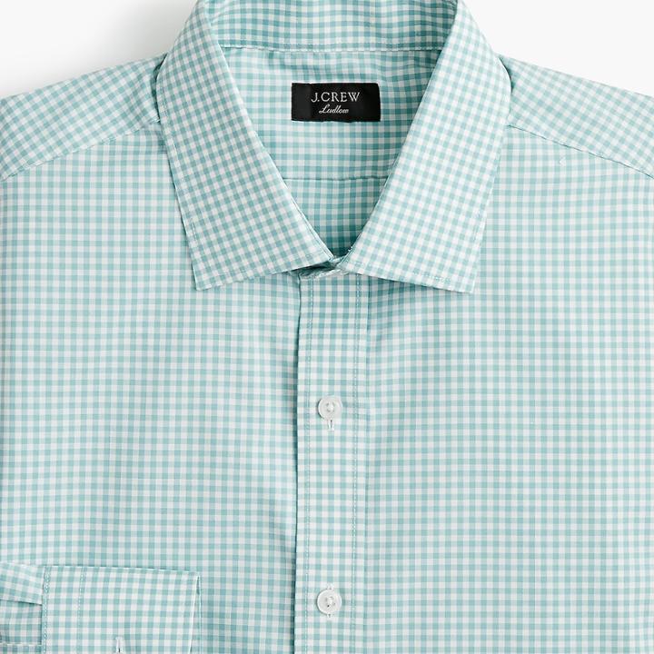 J.Crew Ludlow stretch two-ply easy-care cotton dress shirt in aqua gingham