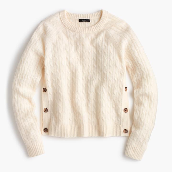 J.Crew Cable-knit sweater with buttons