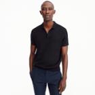 J.Crew Pima cotton short-sleeve Johnny-collar sweater polo in black