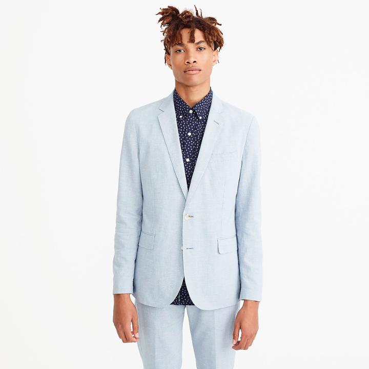 J.Crew Ludlow Slim-fit unstructured suit jacket in houndstooth cotton-linen