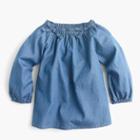J.Crew Girls' smocked-neck top in chambray