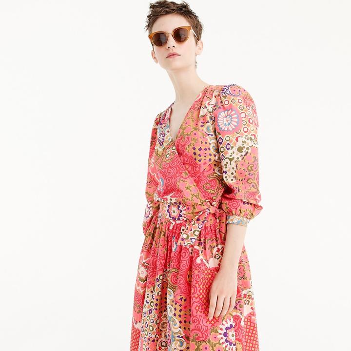 J.Crew Cotton wrap top in paisley