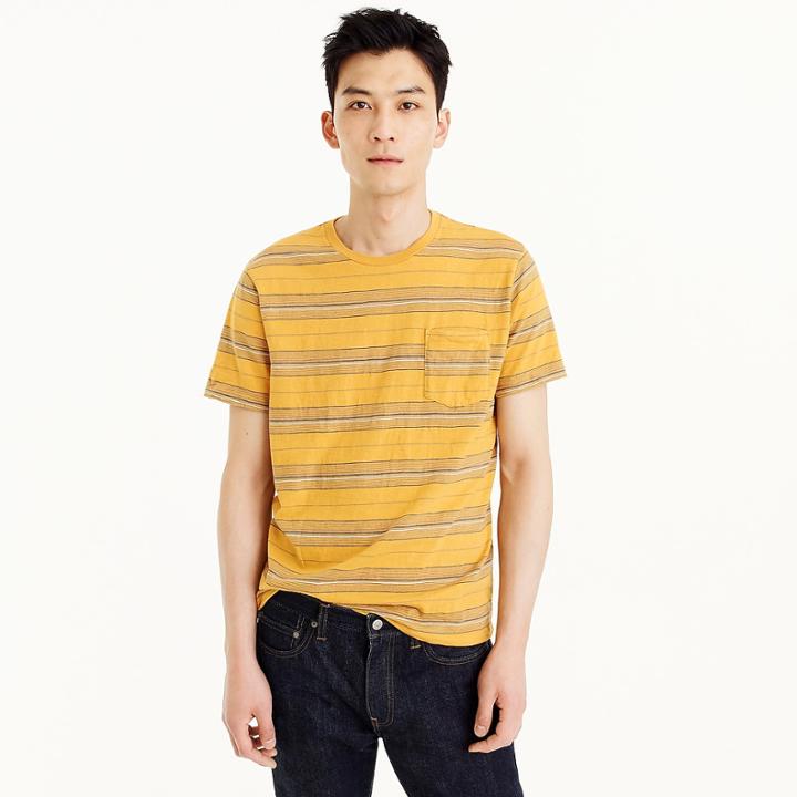 J.Crew Short-sleeve slub cotton T-shirt in yellow stripe
