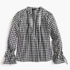 J.Crew Tie-sleeve top with pin tucks in gingham