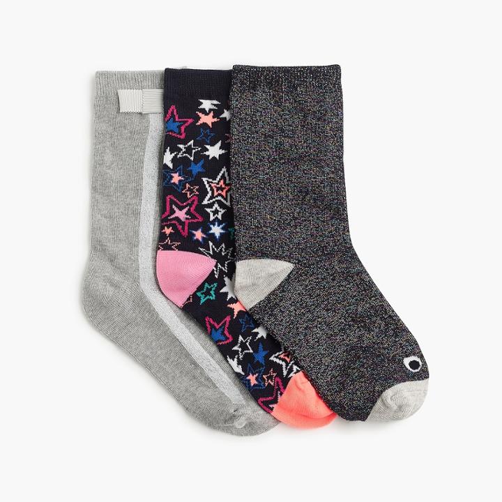 J.Crew Girls' fun trouser sock three-pack