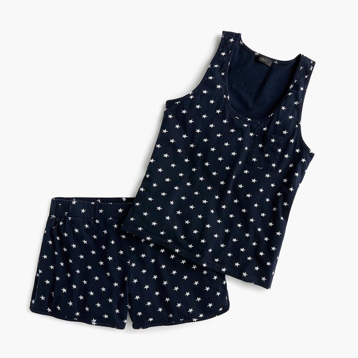 J.Crew Short-sleeve cotton pajama set in stars