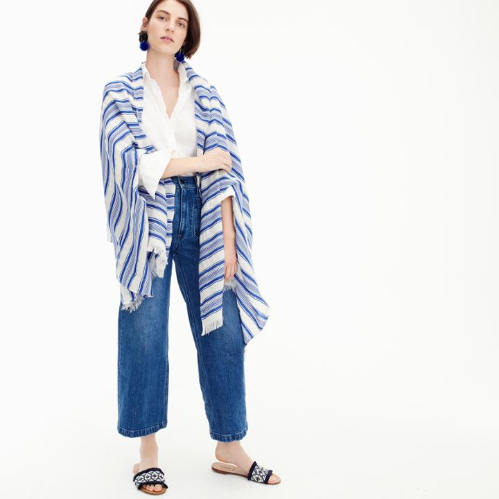 J.Crew Summerweight cape scarf in blue stripe