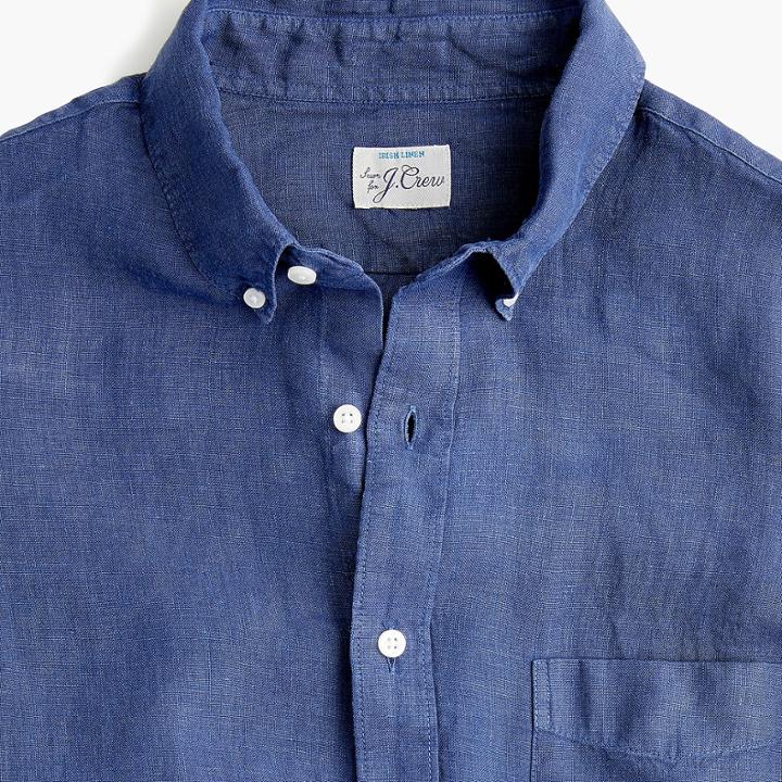 J.Crew Short-sleeve garment-dyed shirt in Irish linen