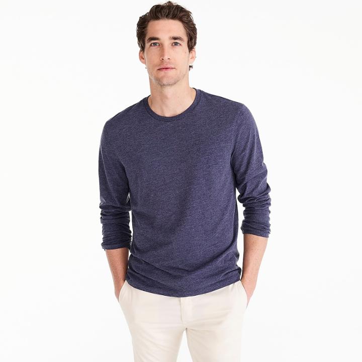 J.Crew J.Crew Mercantile Broken-in long-sleeve T-shirt in heather navy