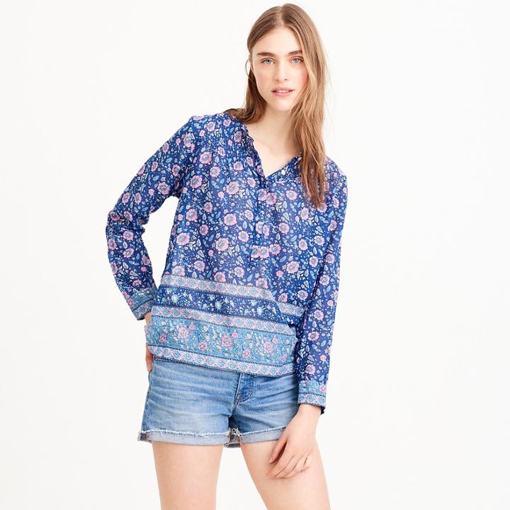 J.Crew Cotton voile popover in floral block print