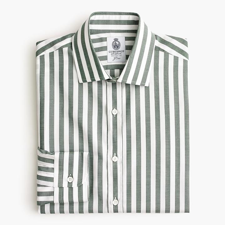 J.Crew Cordings for J.Crew shirt in green stripes