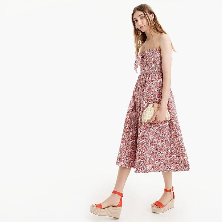 J.Crew Tie-front strapless dress in Liberty June's Meadow
