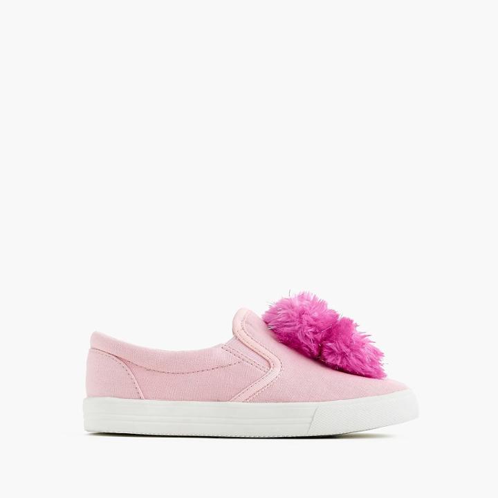 J.Crew Girls' slide sneakers with pom-poms