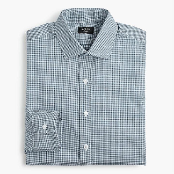 J.Crew Ludlow stretch two-ply easy-care cotton dress shirt in microgingham
