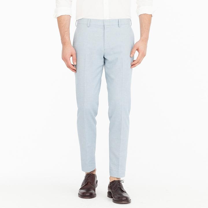 J.Crew Ludlow Slim-fit unstructured suit pant in houndstooth cotton-linen