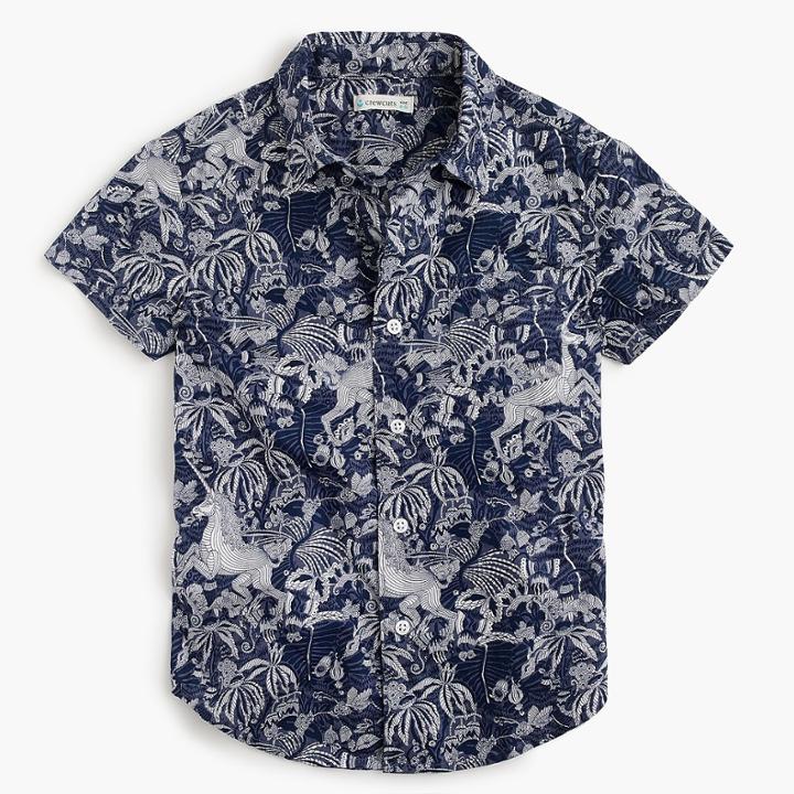 J.Crew Kids' short-sleeve Secret Wash shirt in unicorn print