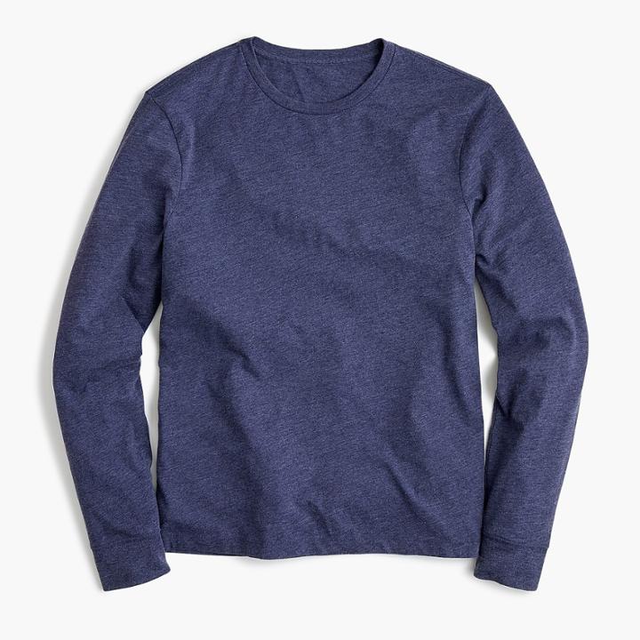 J.Crew Slim J.Crew Mercantile Broken-in long-sleeve T-shirt in heather navy