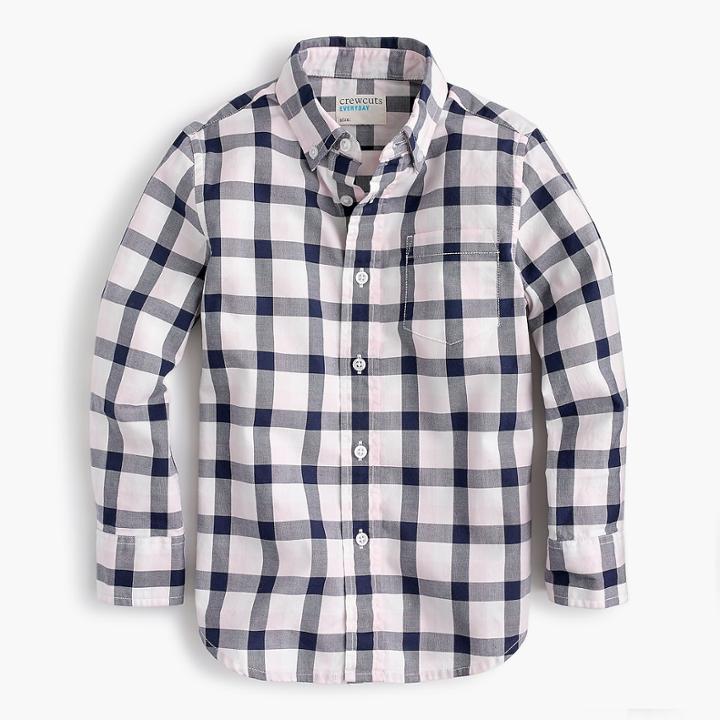 J.Crew Kids' oxford cotton shirt in pink plaid