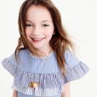 J.Crew Girls' ruffle-tiered top in mixed stripes
